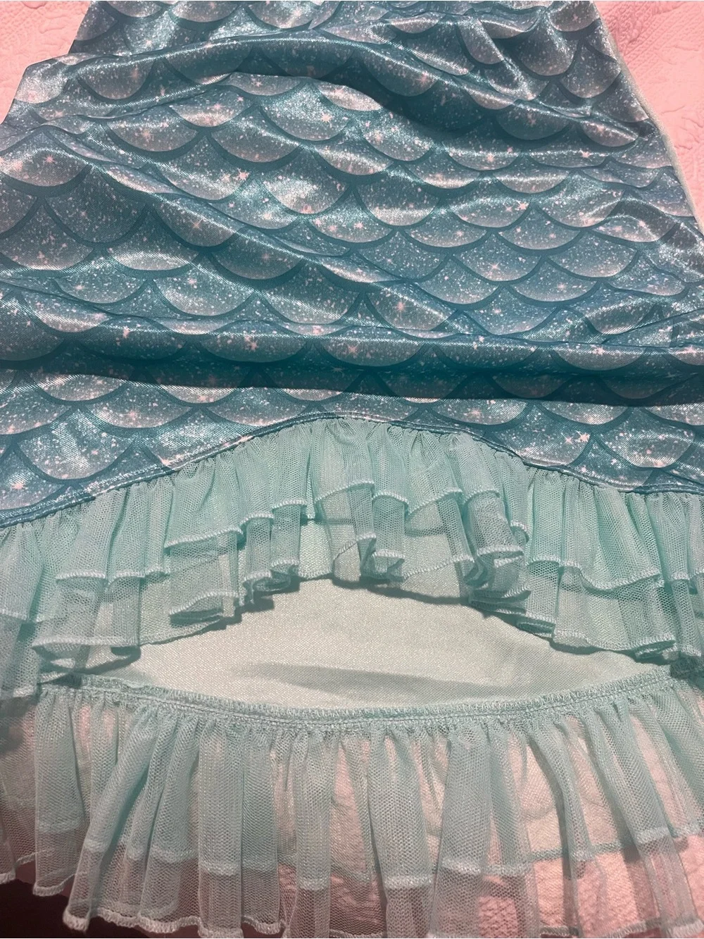 Aqua Mermaid Disney Ariel Nightgown with Ruffle Hem Girls S (6-6X) - Picture 5 of 10
